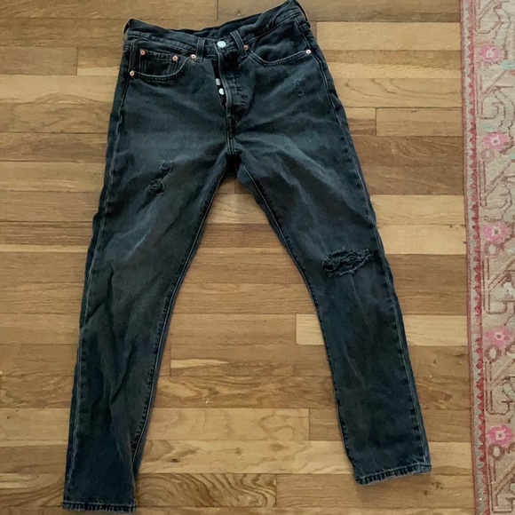 Levi 501s Skinny Jeans in Black Stick size 26w 28l - Picture 6 of 9